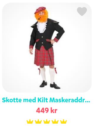 skottedräkt med peruk och kilt